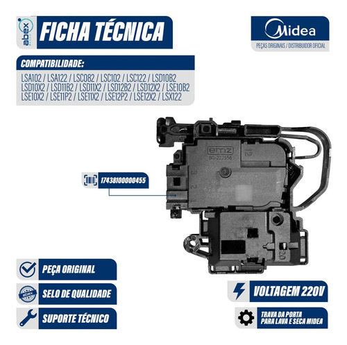 Trava da Porta Lava e Seca Midea 220V foto 3