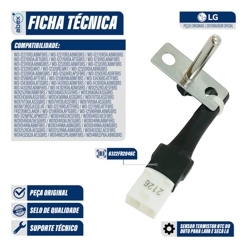 Sensor Termistor NTC do Duto de Secagem foto 2