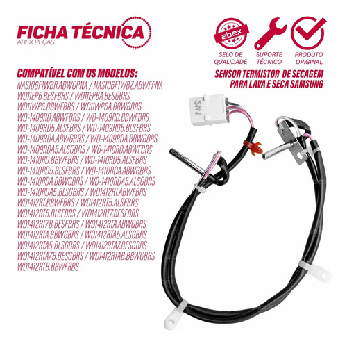 Sensor Termistor de Temperatura do duto de Secagem foto 2