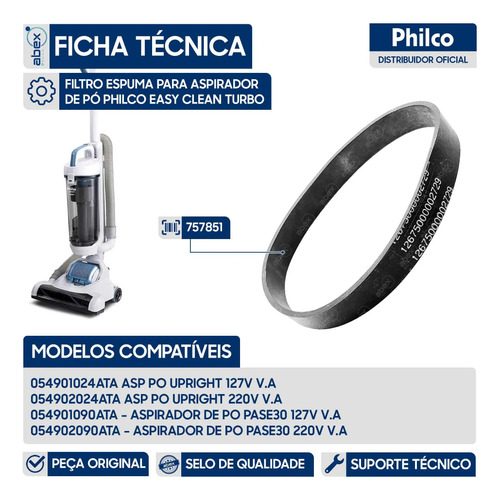 Correia Borracha Aspirador de Pó Philco Upright foto 2