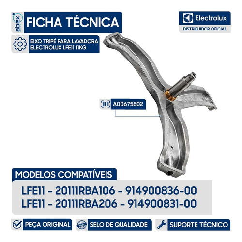Eixo Tripé do Cesto para Máquina de Lavar Electrolux foto 2