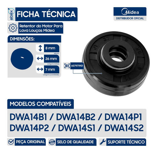 Retentor de Vedação do Eixo para Motor da Lava Louça foto 2