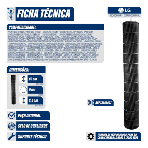 Hélice / Turbina Plástica para Evaporadora de Ar Condicionado foto 2