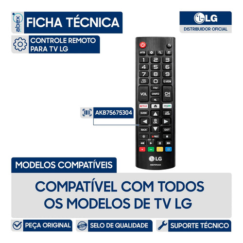 Controle Remoto para TV Smart LG foto 2