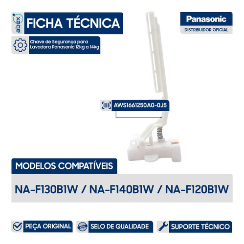 Chave de Segurança Lavadora Panasonic 12KG a foto 2