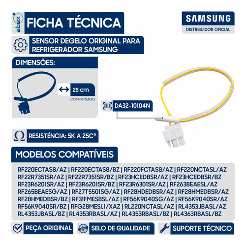 Sensor de Temperatura da Serpentina do Freezer e Refrigerador foto 2