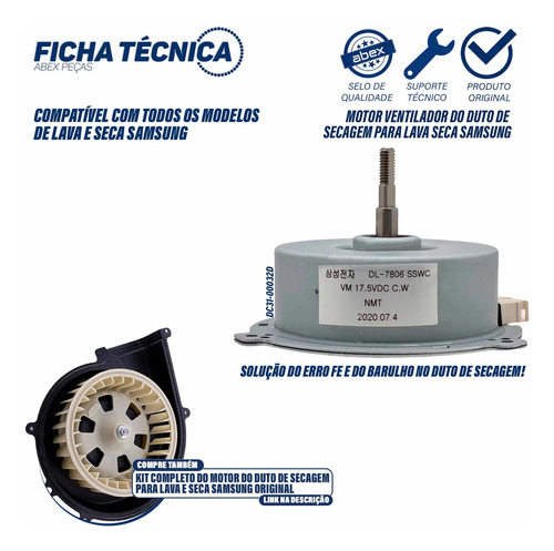 Motor Ventilador do Duto de Secagem foto 2