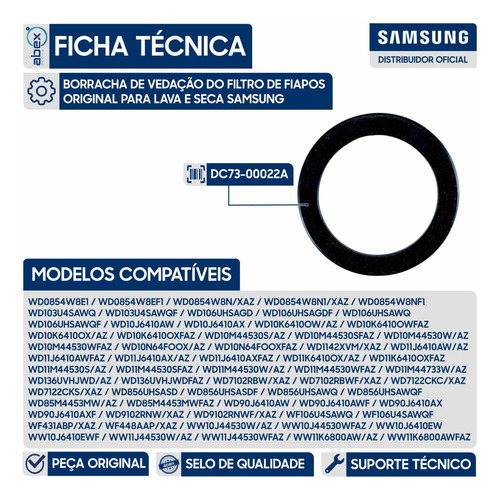 Borracha de Vedação do Filtro de Fiapos foto 2