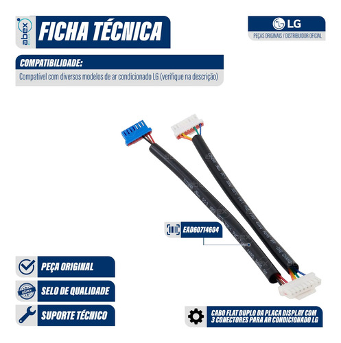 Cabo Flat Duplo da Placa Display com 3 Conectores foto 2