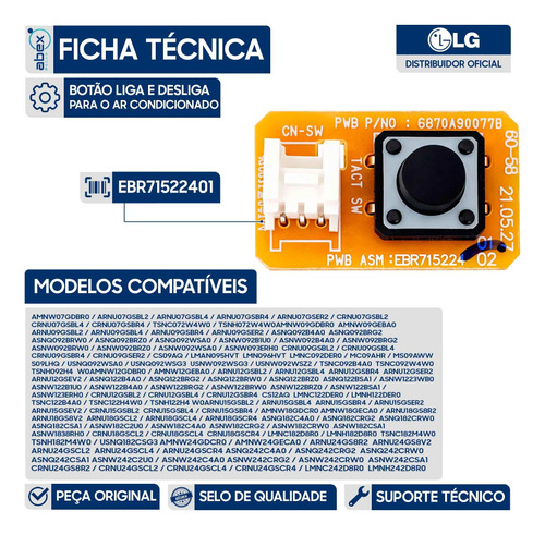 Placa Botão de Acionamento Ligar foto 2